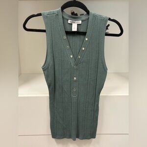 NWOT White House Black Market Green Ribbed Tank Top